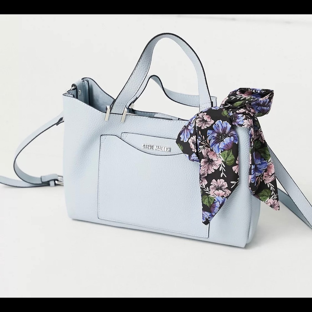 Steve Madden parker tote bag with scarf tie in light blue